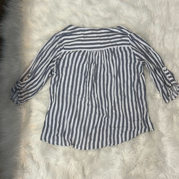 Faith and joy  Women’s blue/white stripped shirt, Size XL - Picture 4 of 5